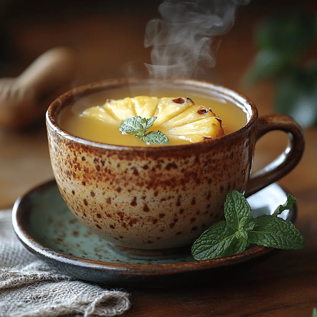 Costa Rican Tropical Tea in a rustic ceramic mug, with a rich golden hue