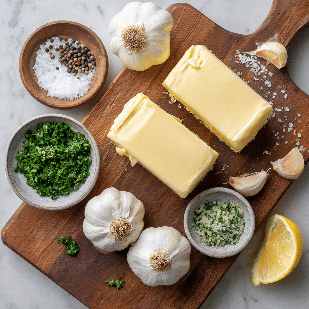 ingredients for the homemade garlic butter