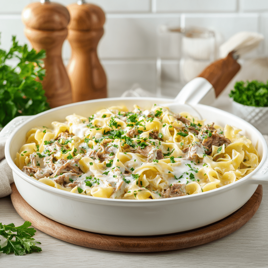Creamy Pot Roast Pasta Skillet