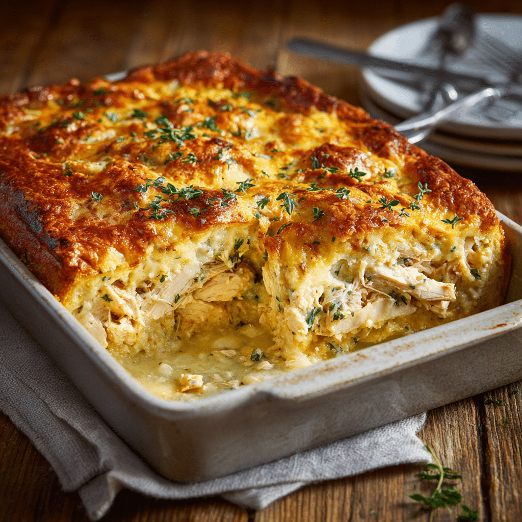 Fricassee Cake with Creamy Chicken Filling