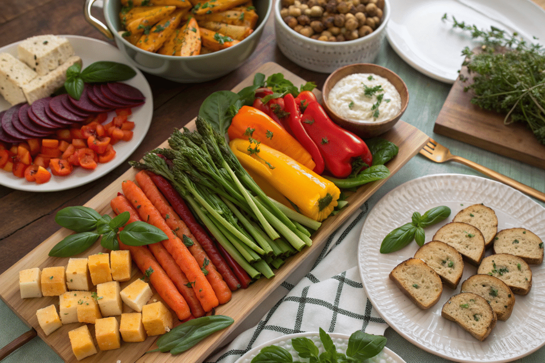 key ingredients in a gourmet vegan dinner