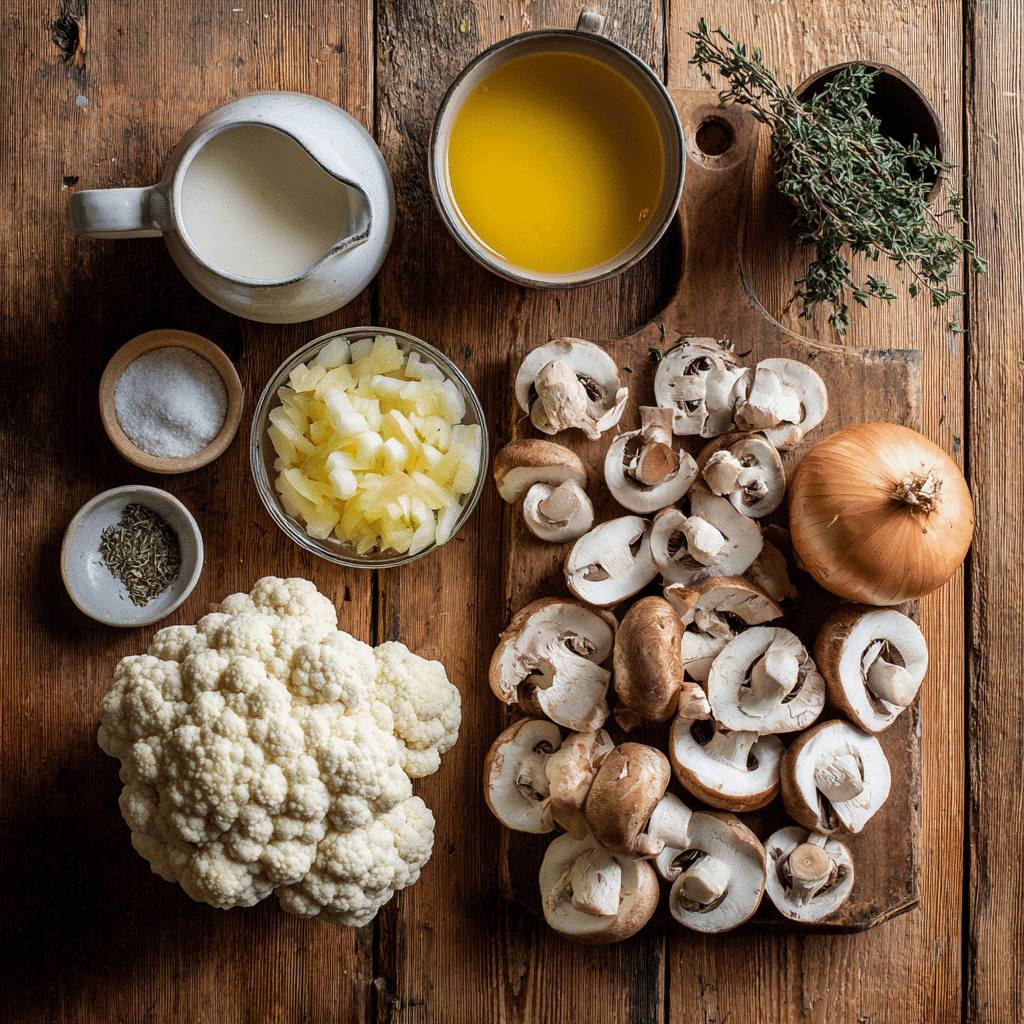 ingredients for cauliflower mushroom soup
