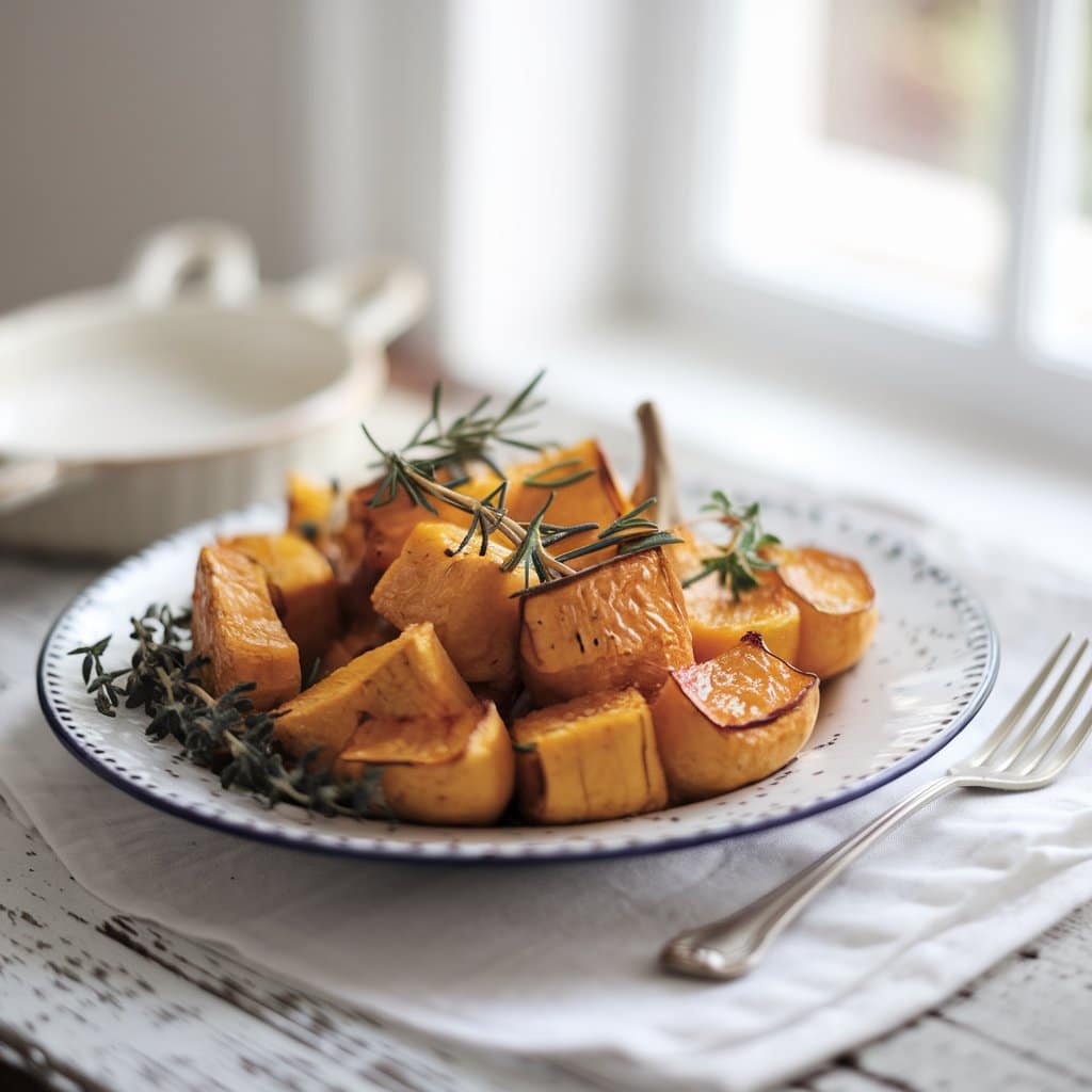 Roasted Calabaza Squash with Garlic and Herbs