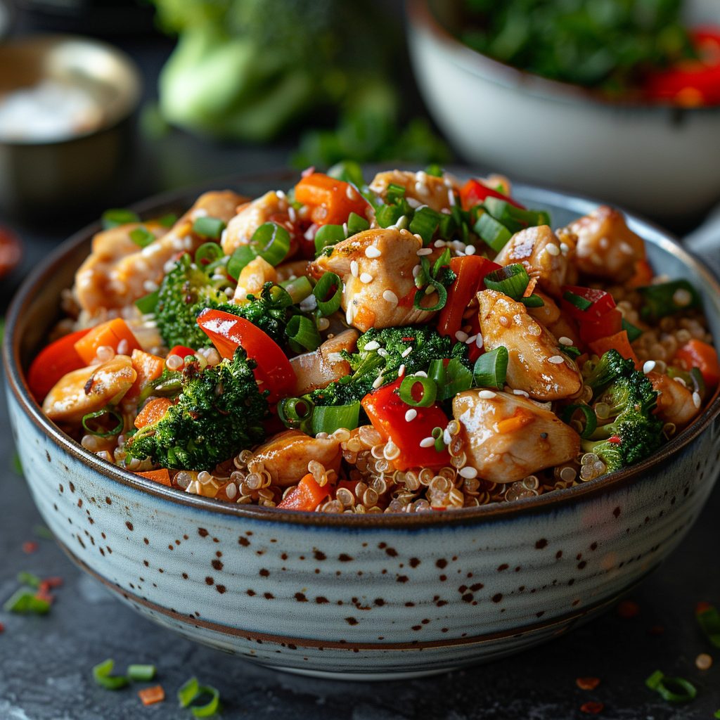 homemade Quinoa Stir-Fry with Vegetables and Chicken