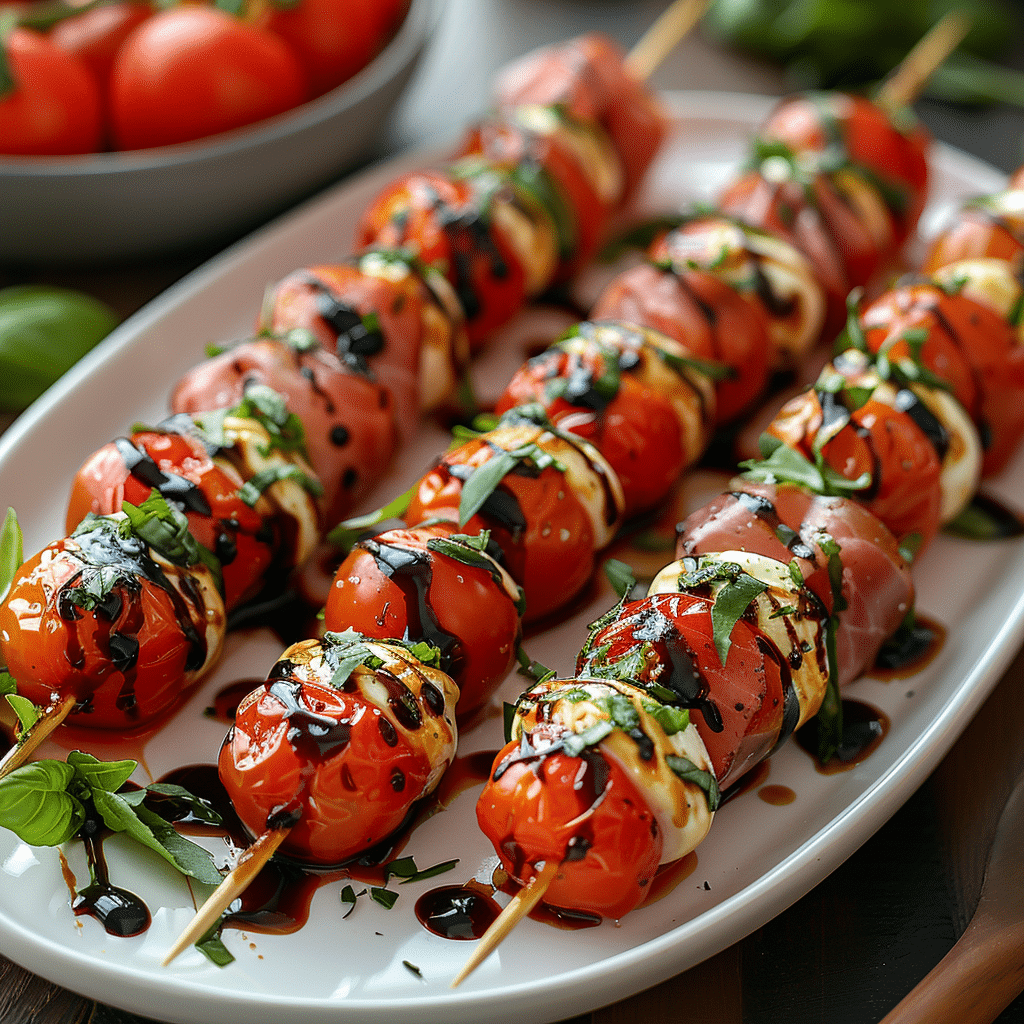 Caprese skewers with prosciutto