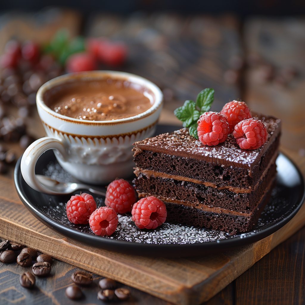 perfectly_brewed_espresso and dark chocolate cake