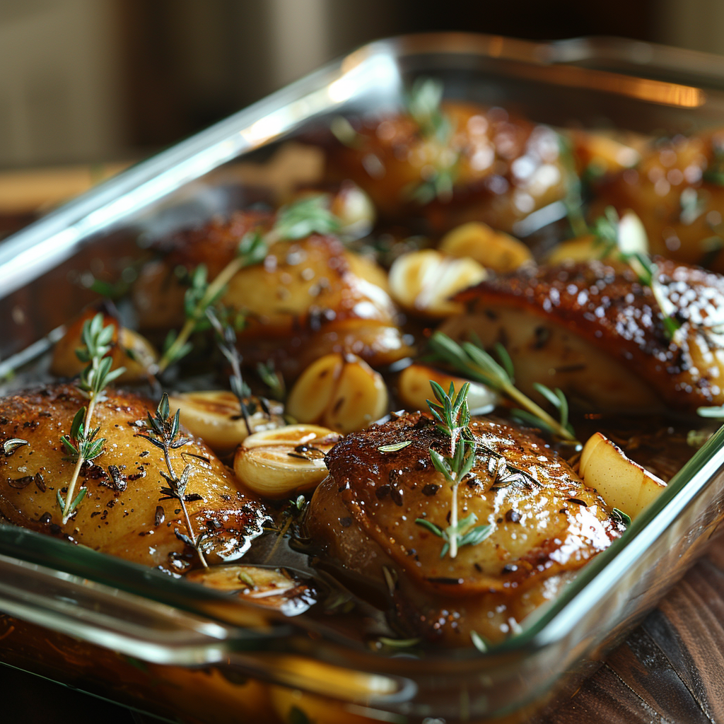 Duck Leg Confit in the slow-cooking process