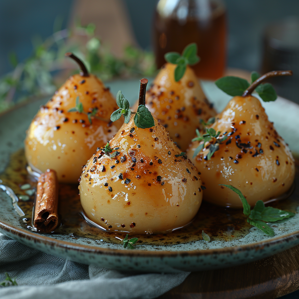 slow-cooked poached pears