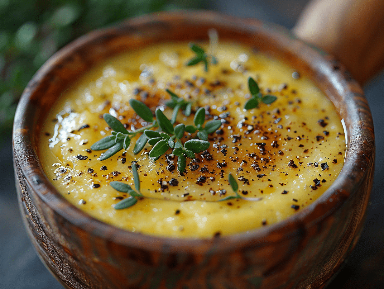 freshly made velouté sauce in a small saucepan