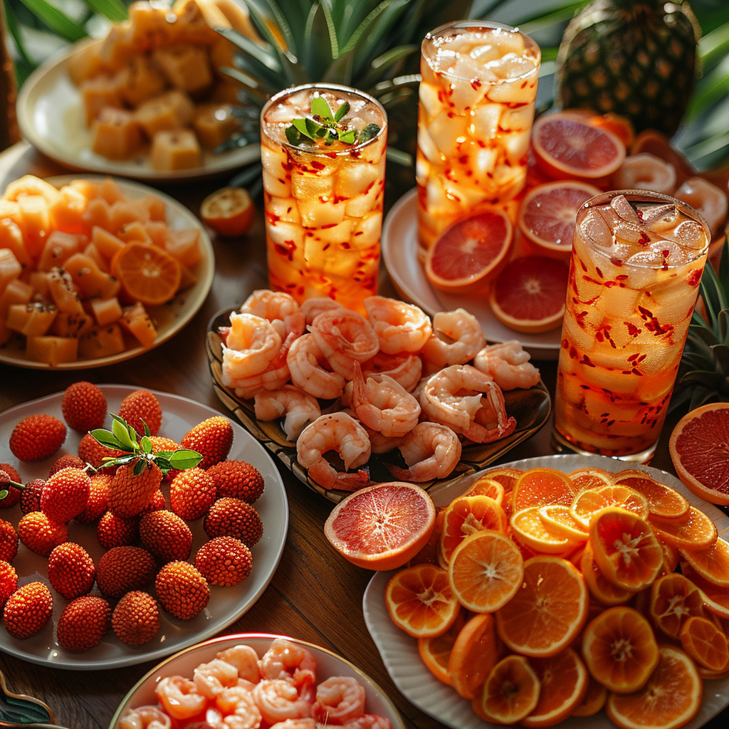 tropical-themed party, with multiple Tropical Lychee Cocktails