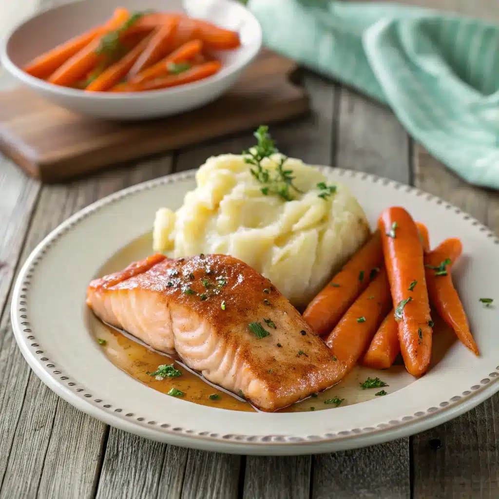 Baked Salmon with Maple-Glazed Carrots Recipe 