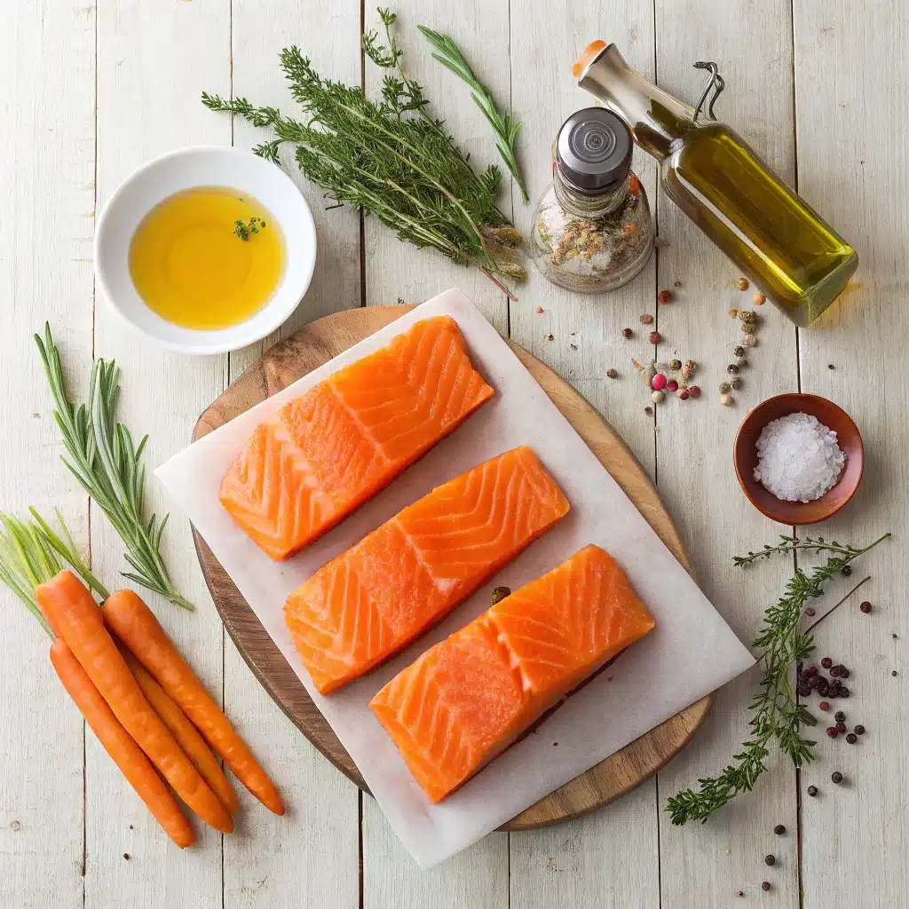 Ingredients for Baked Salmon with Maple-Glazed Carrots Recipe