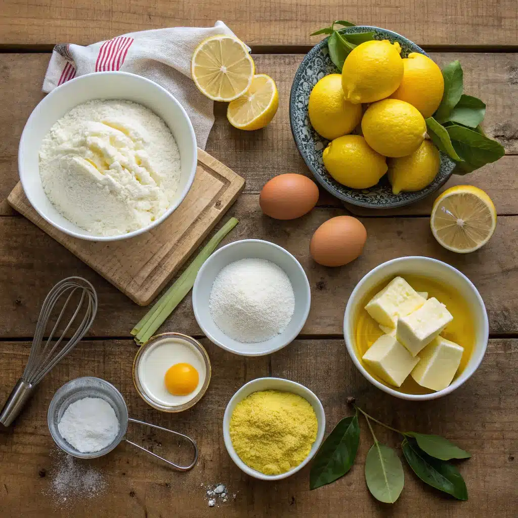 ingredients for limoncello cake with mascarpone