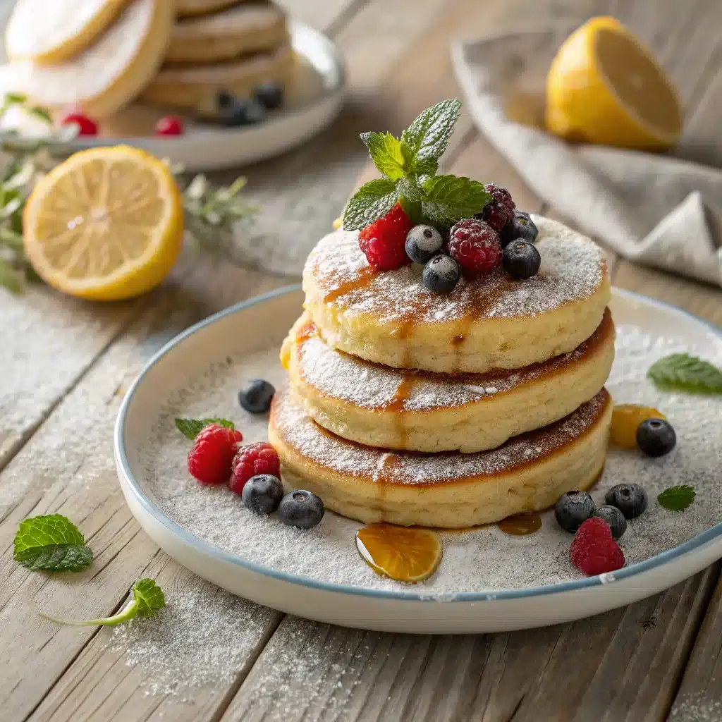 Soft Baked Lemon Ricotta Pancakes