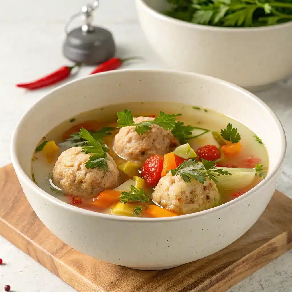 Tender Chicken Meatballs with Light Broth