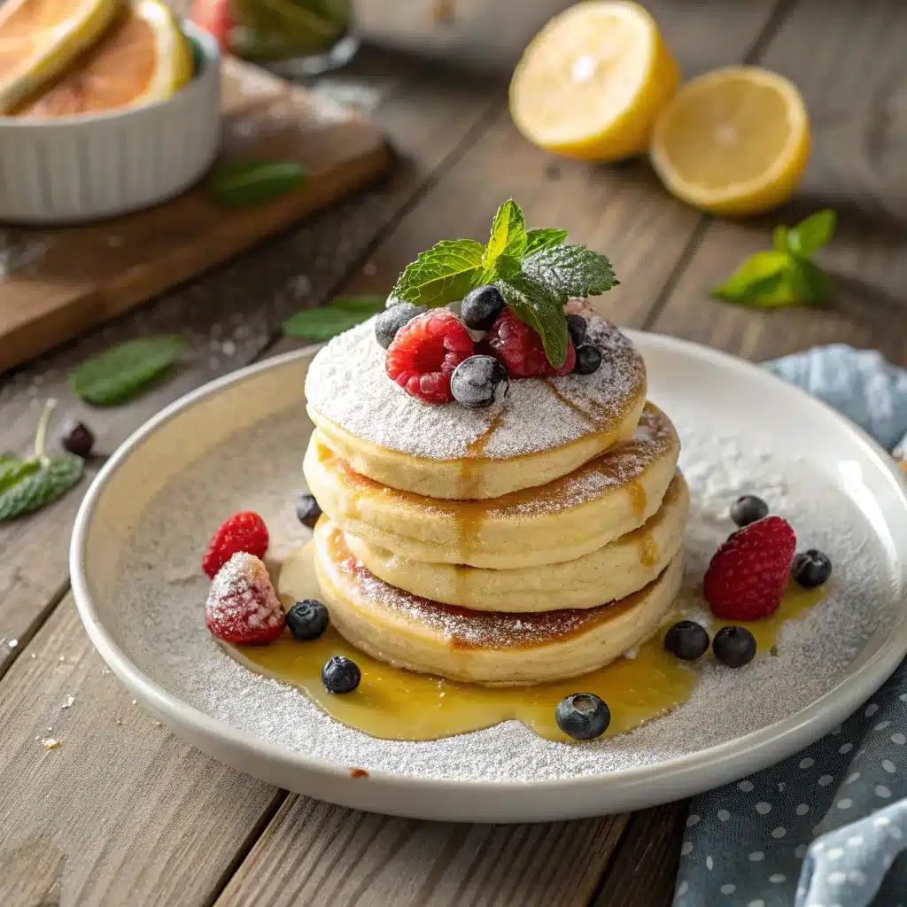 Soft Baked Lemon Ricotta Pancakes