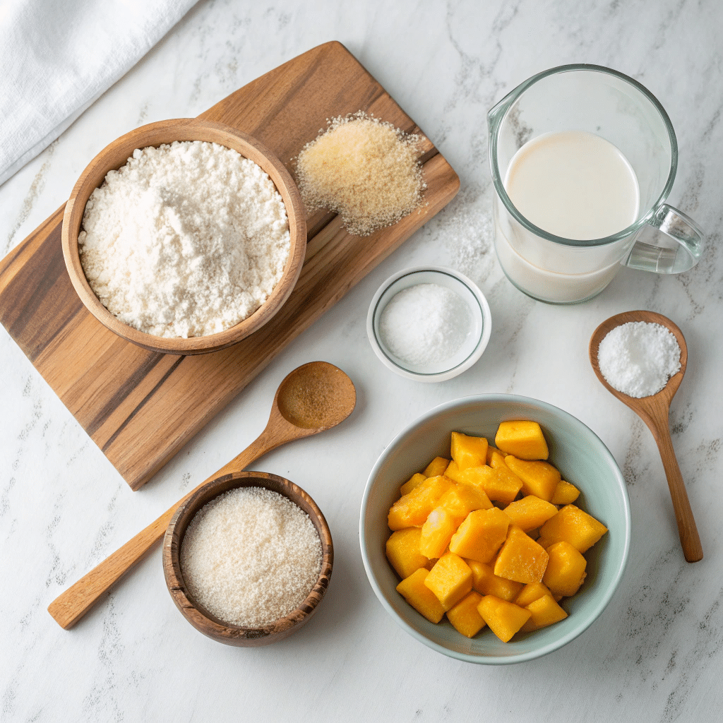 all ingredients for mango mochi recipe