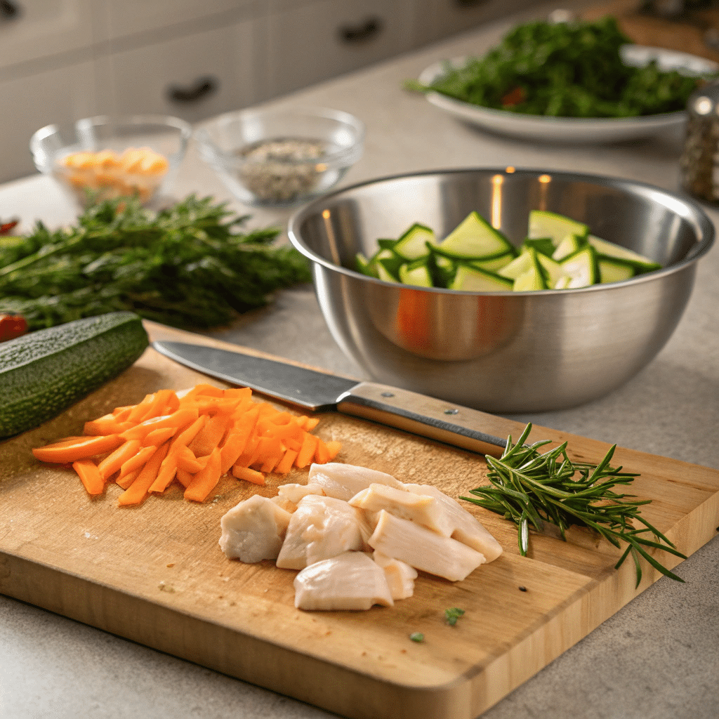 Ingredients for Chicken and Zucchini Cream Stew