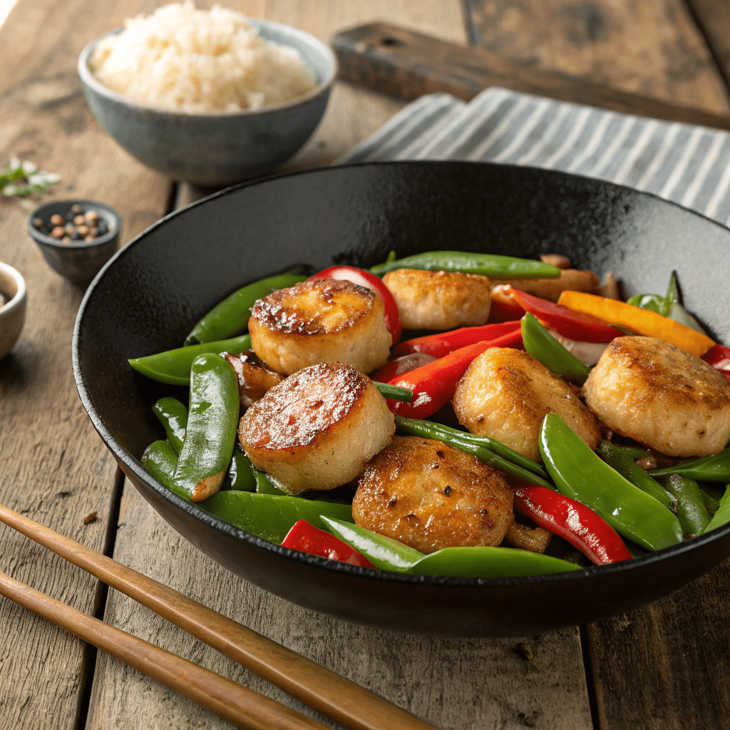 Crispy Fishcakes & Scallop Stir-Fry Recipe