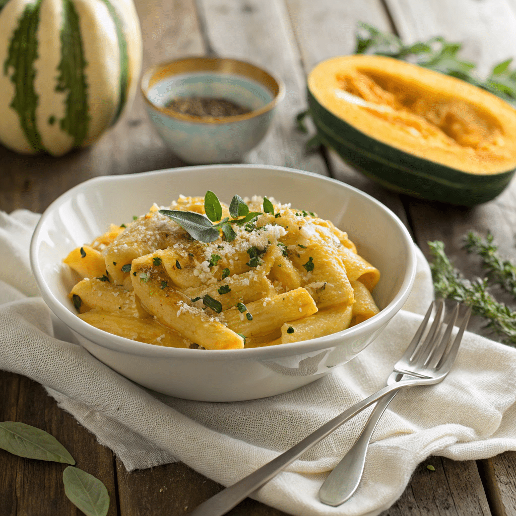 creamy acorn squash pasta dish