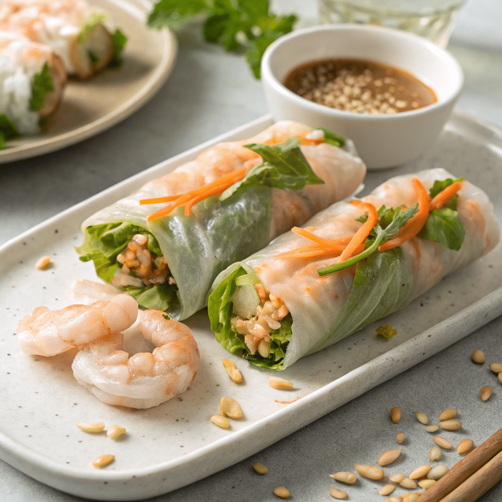 Shrimp Spring Rolls with Peanut Dipping Sauce