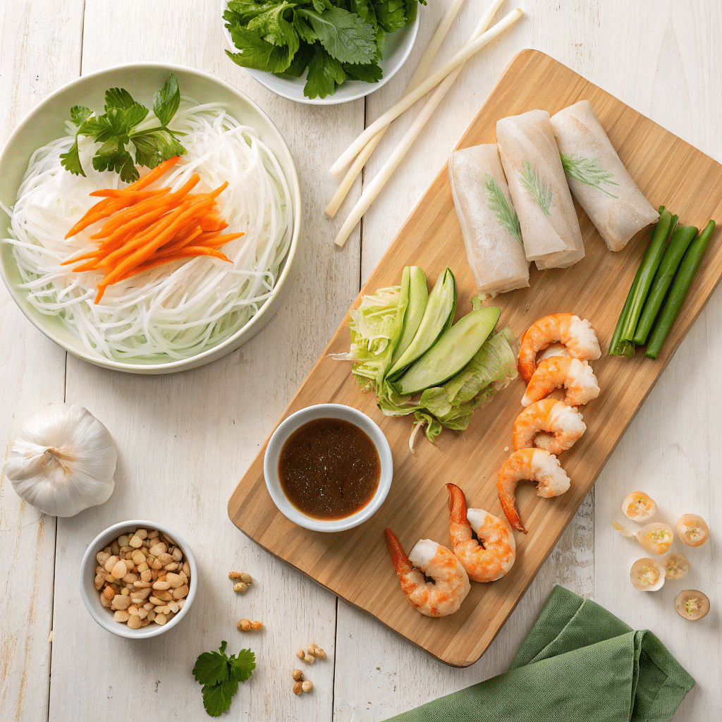 ingredients for the Shrimp Spring Rolls with Peanut Dipping Sauce