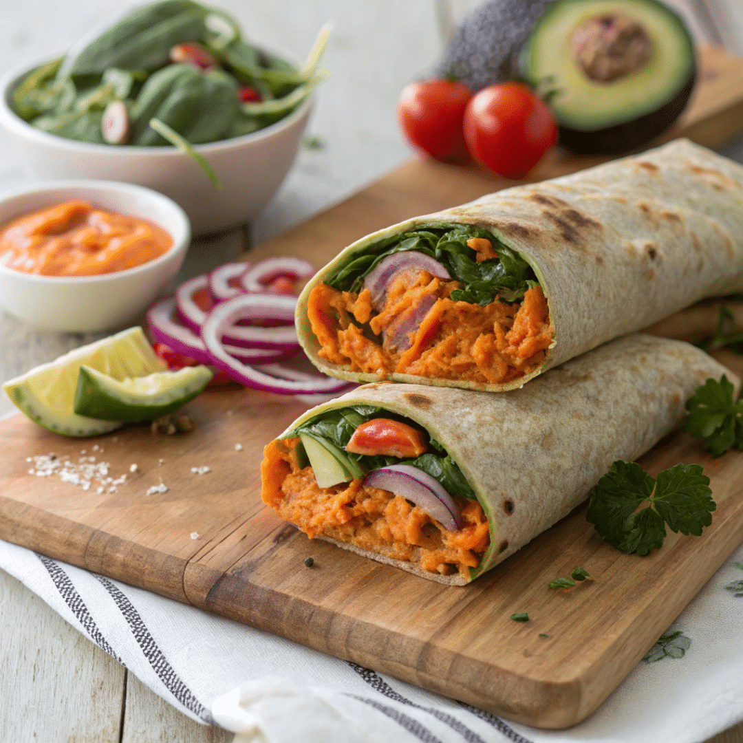 Roasted Carrot Hummus Wrap