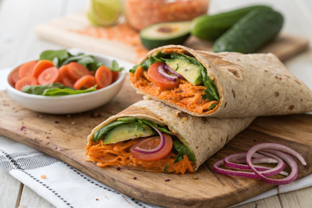 Roasted Carrot Hummus Wrap