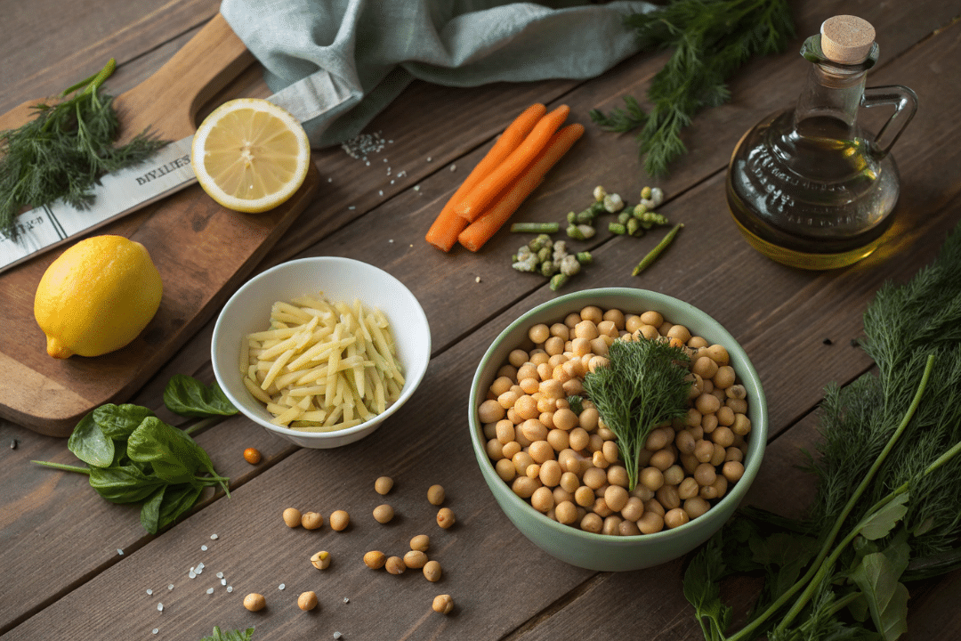 Ingredients of Chickpea Dill Soup