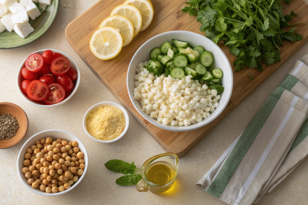 Ingredients of Couscous Salad with Mint and Feta Recipe