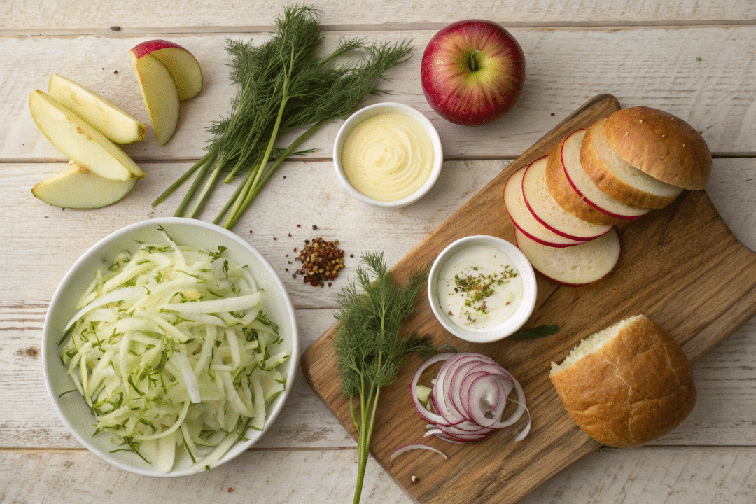 Ingredients of Fennel Apple Slaw Sandwich Recipe