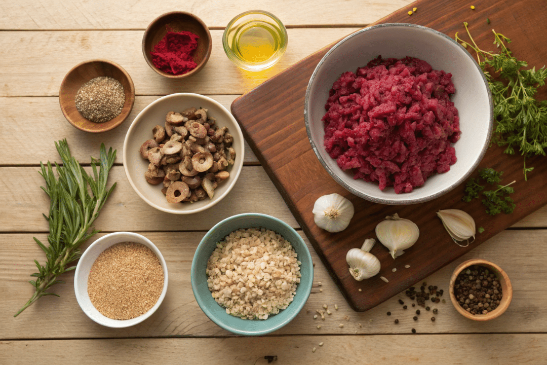 Ingredients of Lentil and Beet Burgers Recipe
