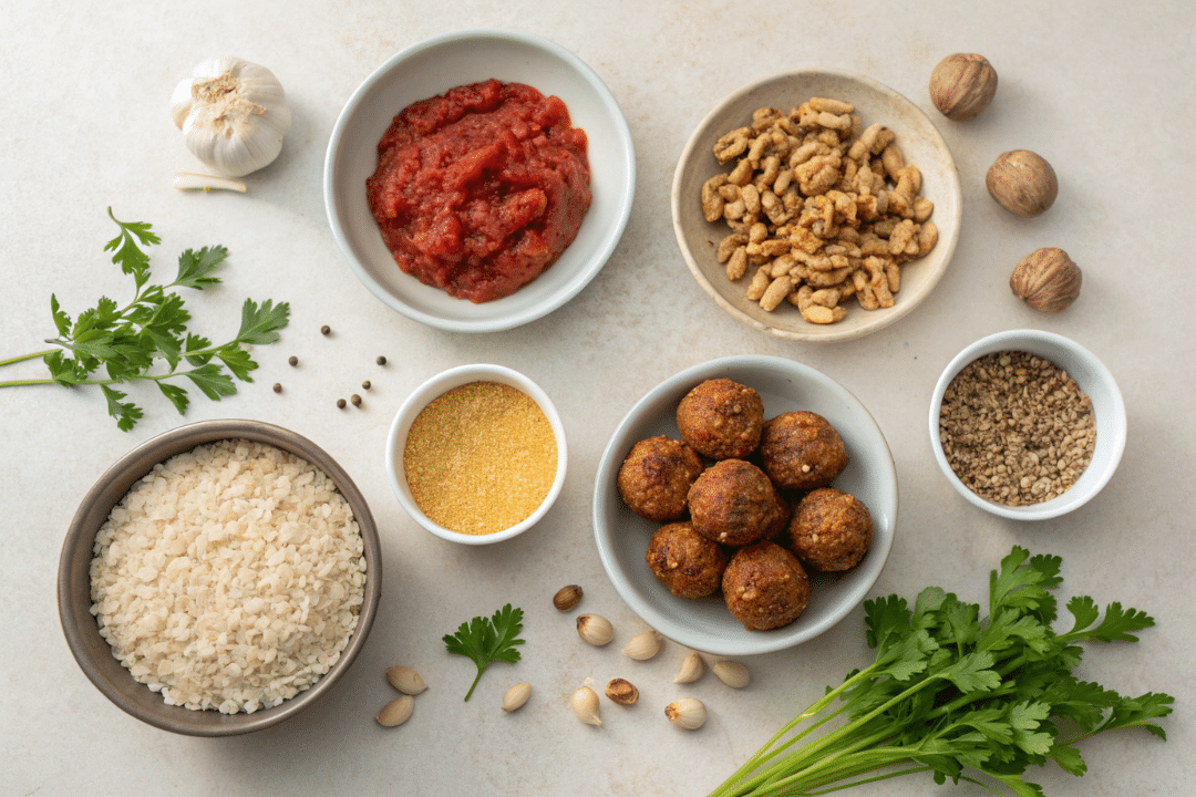 Ingredients of Lentil and Rice Meatballs Recipe