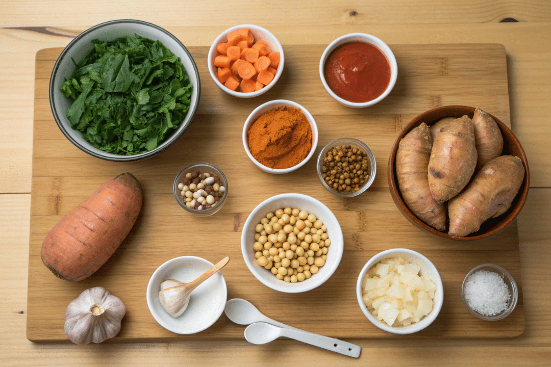 Ingredients of Nigerian Peanut Stew with Chickpeas Recipe