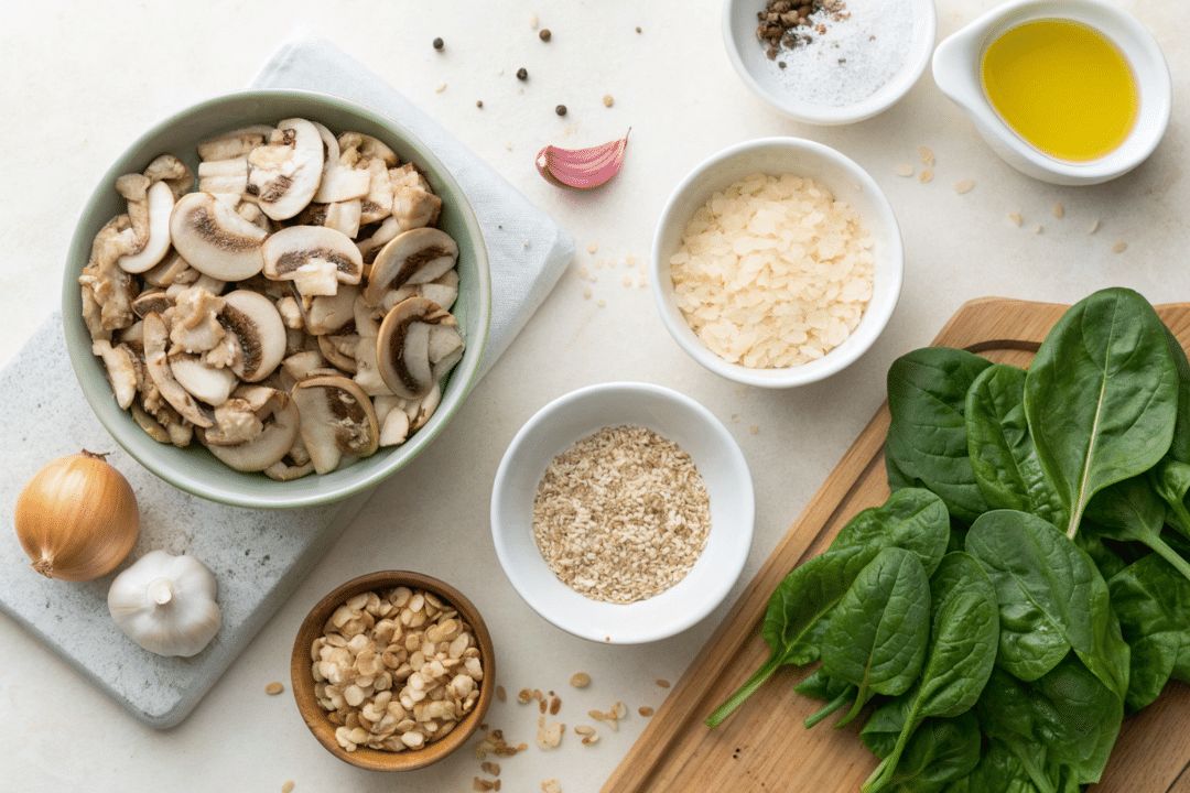 Ingredients of Savory Oatmeal with Mushrooms Recipe