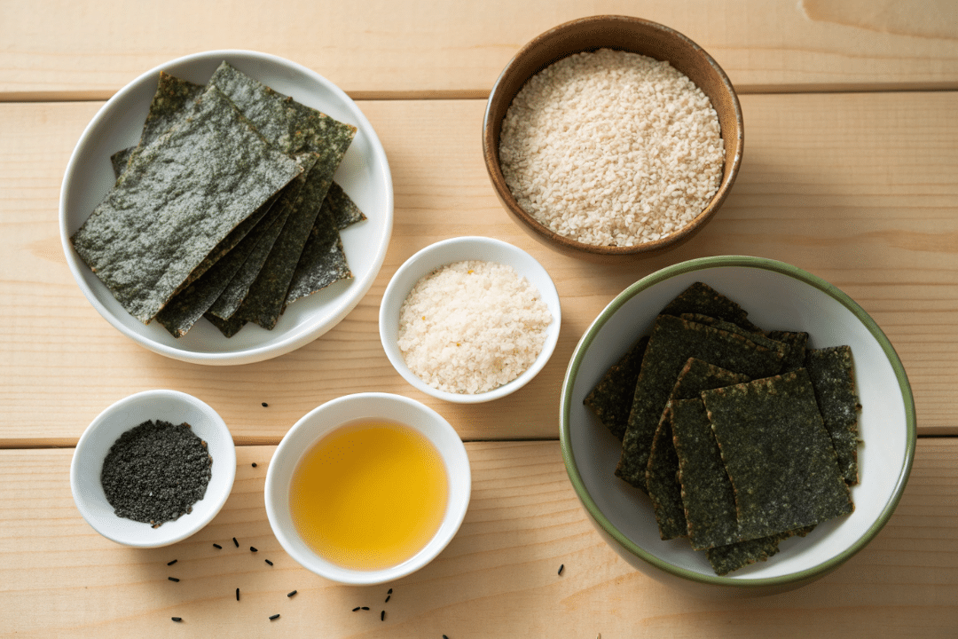 Ingredients of Seaweed and Sesame Crackers