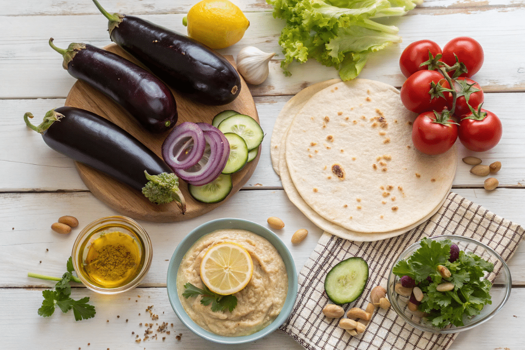 Ingredients of Smoky Eggplant Wrap