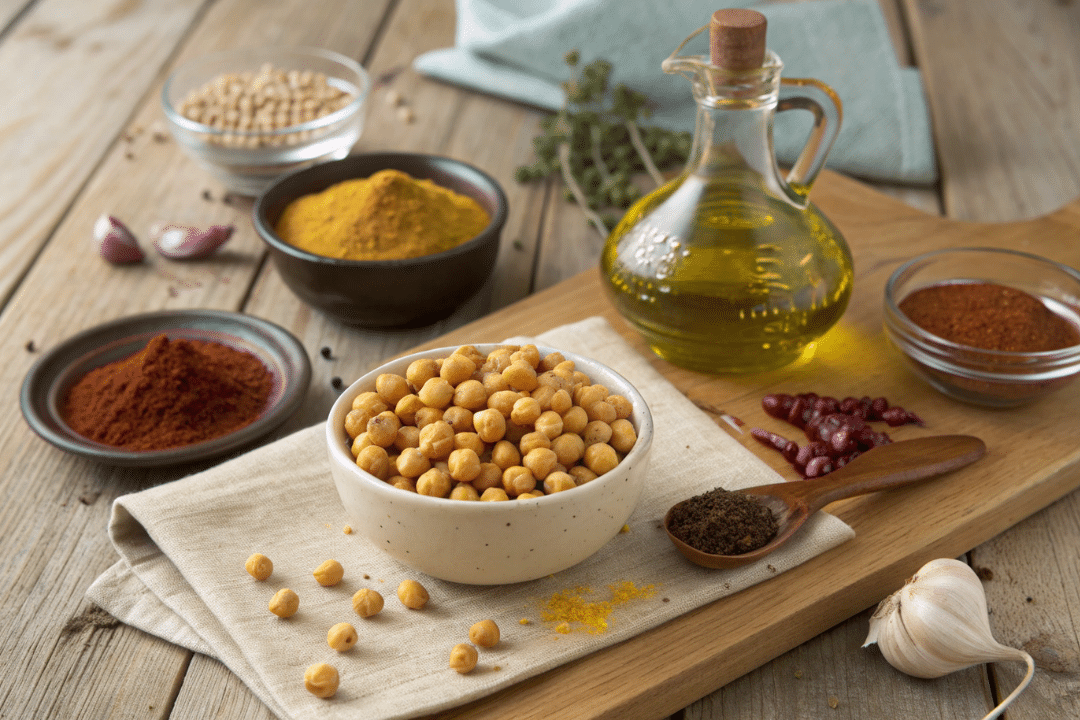 Ingredients of Spiced Roasted Chickpeas