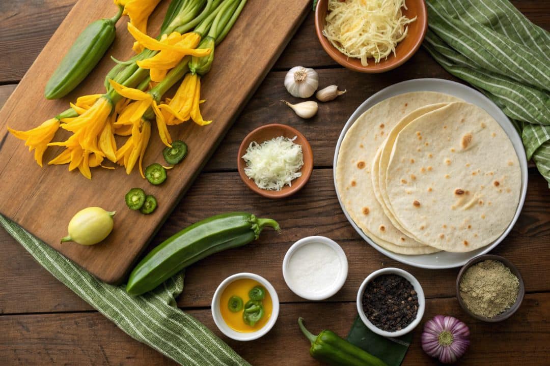 Ingredients of Squash Blossom Quesadillas Recipe