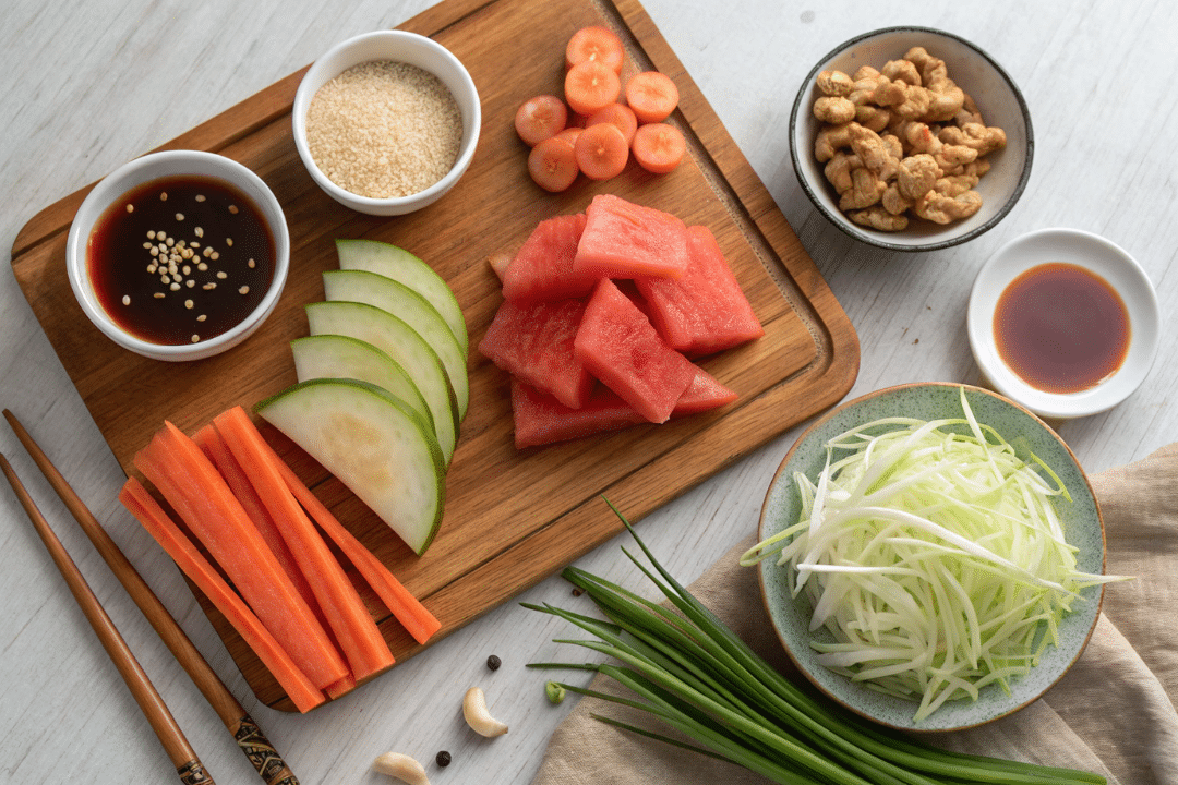 Ingredients of Watermelon Rind Stir Fry