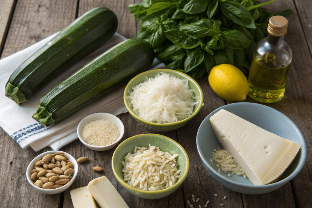 Ingredients of Zucchini Pesto Lasagna