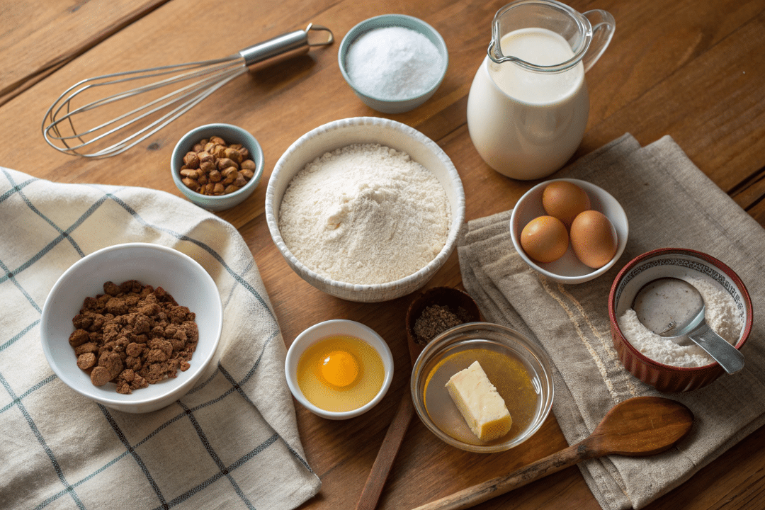 Ingredients of acorn flour pancakes recipe