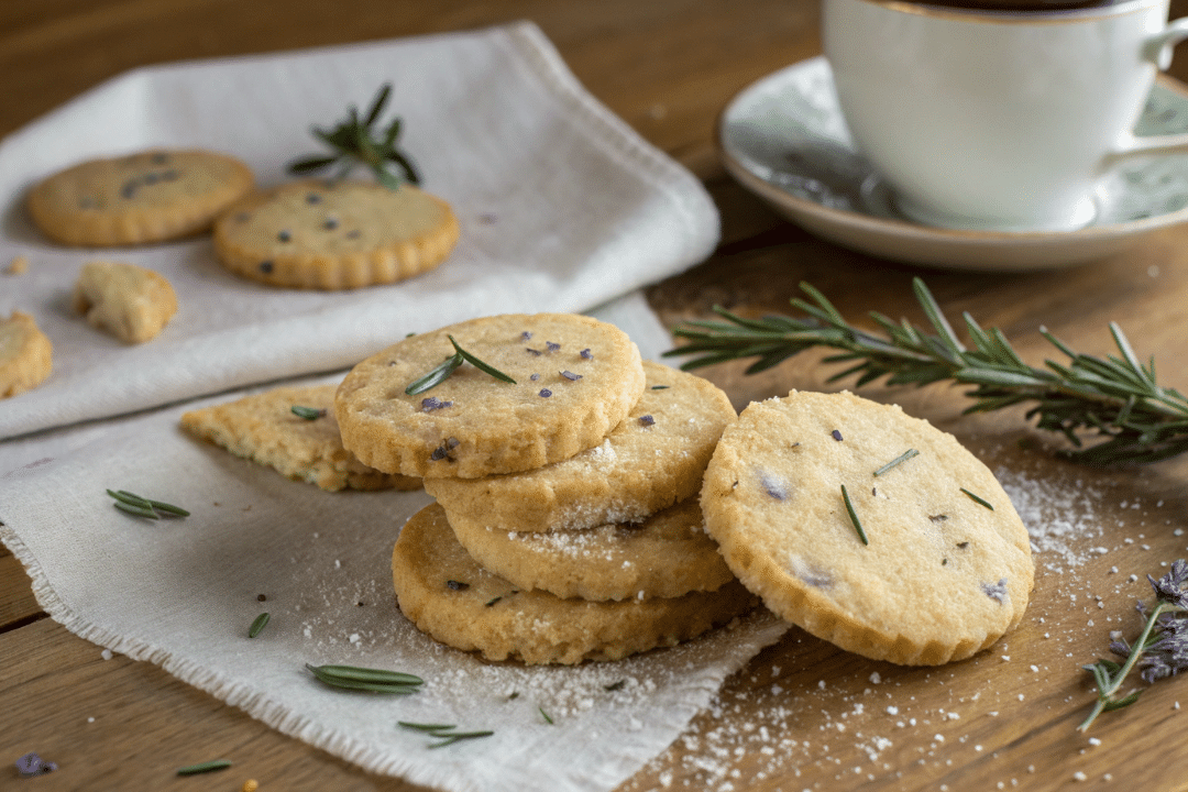 Lavender Shortbread with Rosemary Butter Crumble