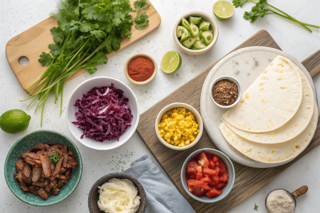 Ingredients of Cabbage Steak Tacos