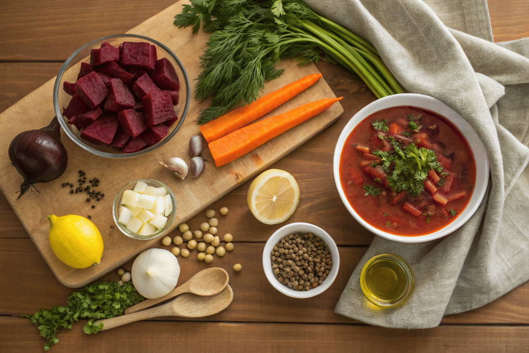 Ingredients of Creamy Vegan Borscht Recipe