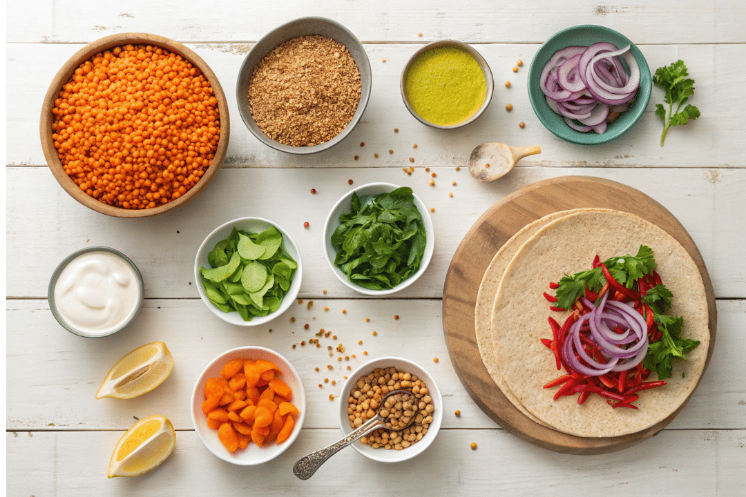Ingredients of Herbed Lentil Wraps Recipe