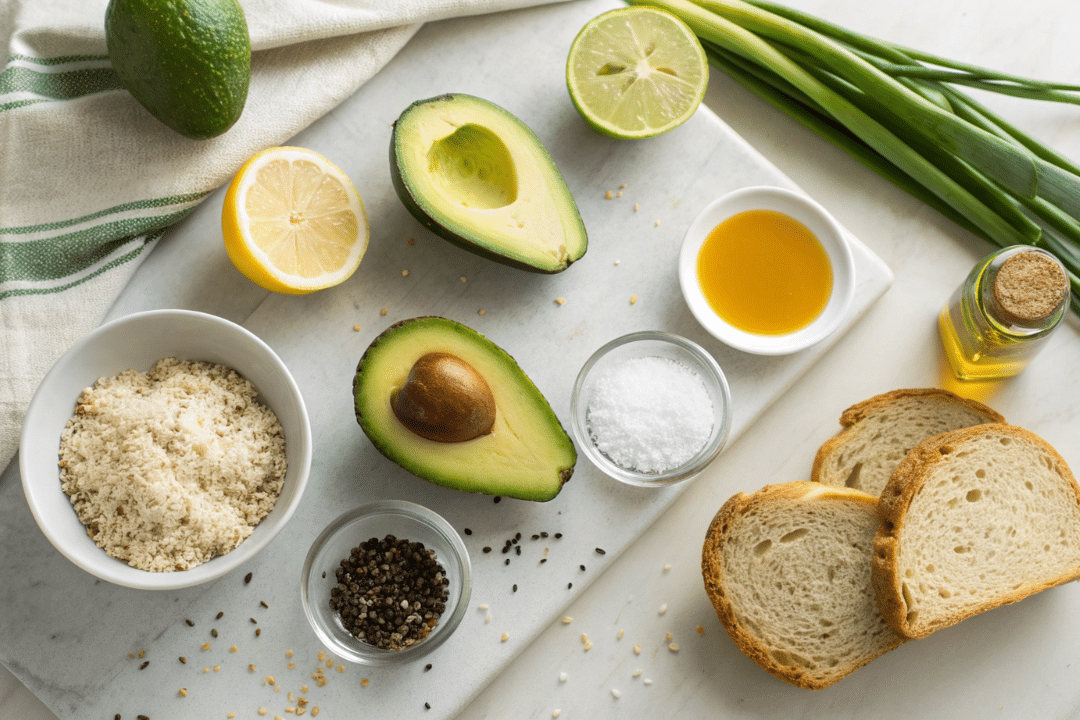 Ingredients of Miso Avocado Toast