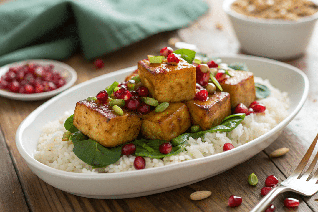 Pomegranate Glazed Tofu