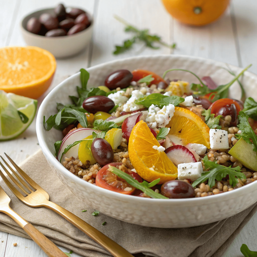 Citrus-Marinated Olive Farro Salad