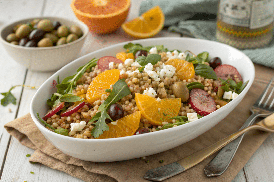 Citrus-Marinated Olive Farro Salad